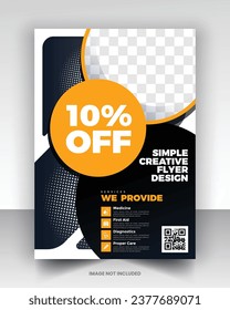 Simple medical flyer design vector art with editable fonts and decor nice color combination orange yellow black blue navy