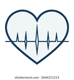 Simple Medical Heartbeat Symbol with a Modern Design Heart Shape Outlining a Pulse, Emphasizing Health and Wellness
