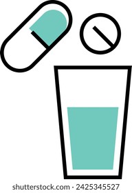 Simple medical icon of medicine and water