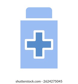 Simple medical icon representing healthcare aid and wellness, isolated sign