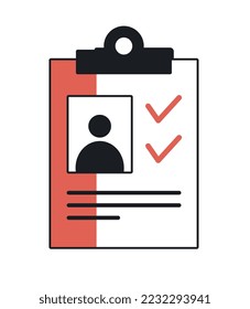 Un simple icono médico. Pegar con el documento médico de donante y receptor. Transfusión de sangre o voluntariado. Elemento de diseño para el sitio web. Dibujo vectorial plano de dibujos animados aislado en fondo blanco