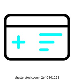simple medical letter icon,flat icon,flat medical letter icon with black and blue color combination