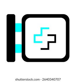 a simple medical logo with flat design,simple medical neon box icon