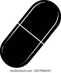 Forma simple de la cápsula de la píldora médica aislada en la silueta del fondo blanco