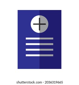 Simple medical record icon on a white background. Flat design style. EPS 10 vector.