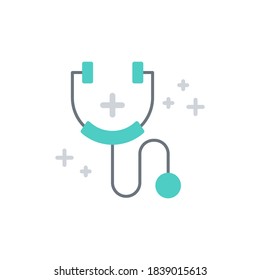 Simple medical stethoscope Flat icon, Vector.