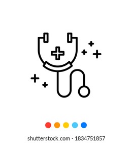 Simple medical stethoscope linear icon, Vector.