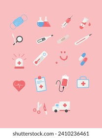 Simple Medical Tools Illustration Design Set
