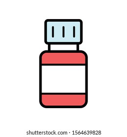 Simple Medicine Vector Icon Design Template. Medicine Bottle for Drug, Capsule. Vector Illustration.