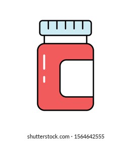Simple Medicine Vector Icon Design Template. Medicine Bottle for Drug, Capsule. Vector Illustration.