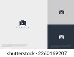 simple medieval castle Logo illustration vector design template 