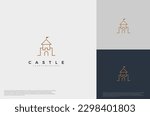 simple medieval castle Logo illustration vector design template 