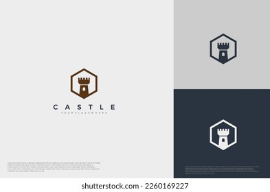 simple medieval castle Logo illustration vector design template 