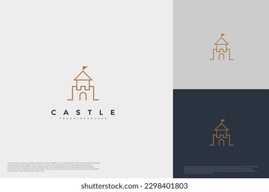 simple medieval castle Logo illustration vector design template 