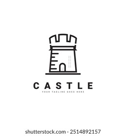Modelo de design de vetor de ilustração de logotipo de castelo medieval simples