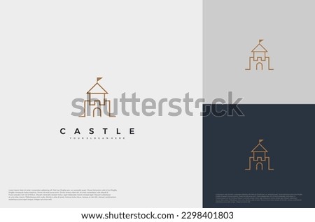 simple medieval castle Logo illustration vector design template 