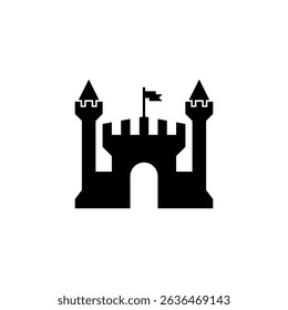 Simple Medieval Castle Silhouette Vector Icon