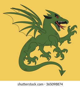 simple medieval coat of arms green dragon