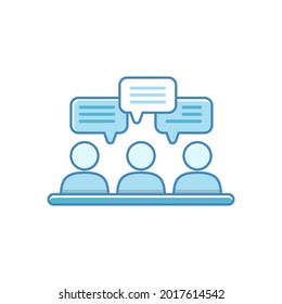 Simple meeting vector with blue color isolated on white background suitable for icon or illustration