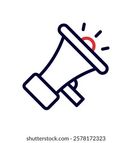 Simple megaphone icon with sound wave outline