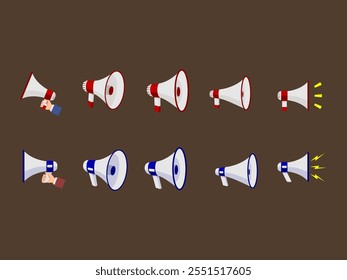 Simple Megaphone Illustration Element Set 
