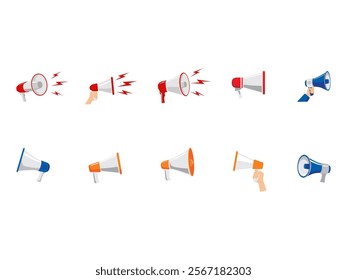 Simple Megaphone Illustration Element Set