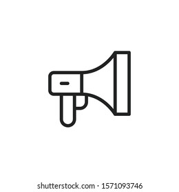 Simple megaphone line icon. Stroke pictogram. Vector illustration isolated on a white background. Premium quality symbol. Vector sign for mobile app and web sites.
