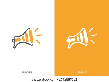 simple megaphone logo design, logo for communication in crowd, logo for speaking loudly	
