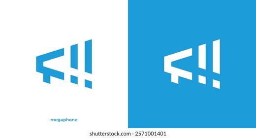 Simple Megaphone Logo. Megaphone and Exclamation Mark Icon Graphic. Shout Call Logo Design Template.