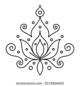 A simple mehndi design with tiny dots that draw attention to the lovely curves and swirls it has.