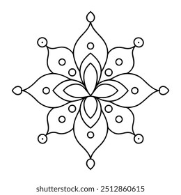 A simple mehndi design with tiny dots that draw attention to the lovely curves and swirls it has.