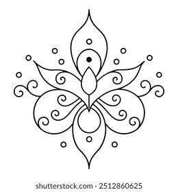 A simple mehndi design with tiny dots that draw attention to the lovely curves and swirls it has.