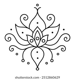 A simple mehndi design with tiny dots that draw attention to the lovely curves and swirls it has.