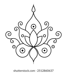 A simple mehndi design with tiny dots that draw attention to the lovely curves and swirls it has.