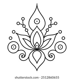 A simple mehndi design with tiny dots that draw attention to the lovely curves and swirls it has.