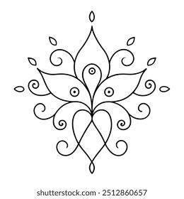 A simple mehndi design with tiny dots that draw attention to the lovely curves and swirls it has.