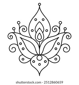 A simple mehndi design with tiny dots that draw attention to the lovely curves and swirls it has.