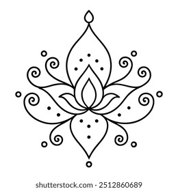 A simple mehndi design with tiny dots that draw attention to the lovely curves and swirls it has.