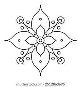 A simple mehndi design with tiny dots that draw attention to the lovely curves and swirls it has.