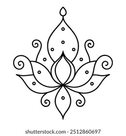 A simple mehndi design with tiny dots that draw attention to the lovely curves and swirls it has.