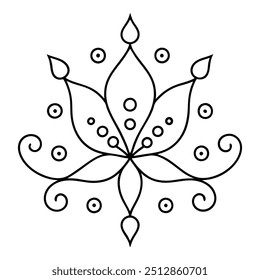 A simple mehndi design with tiny dots that draw attention to the lovely curves and swirls it has.