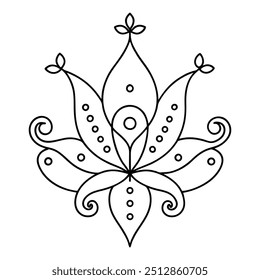 A simple mehndi design with tiny dots that draw attention to the lovely curves and swirls it has.
