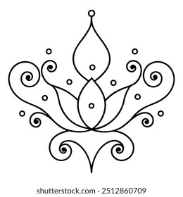A simple mehndi design with tiny dots that draw attention to the lovely curves and swirls it has.