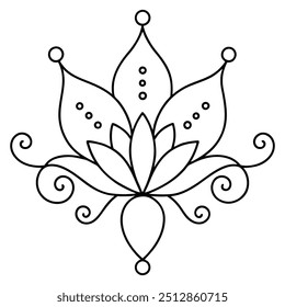 A simple mehndi design with tiny dots that draw attention to the lovely curves and swirls it has.