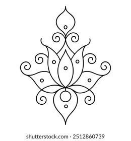 Um design simples de mehndi com pequenos pontos que chamam a atenção para as curvas encantadoras e redemoinhos que ele tem.