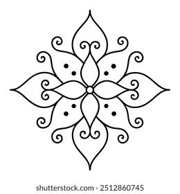 A simple mehndi design with tiny dots that draw attention to the lovely curves and swirls it has.