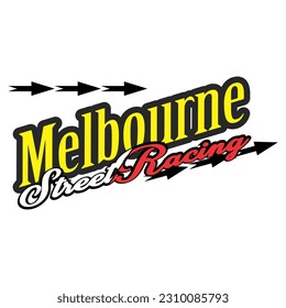 SIMPLE MELBOURNE STREET RACING text logo vector, for free design.