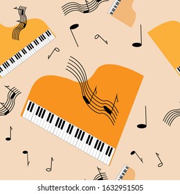 Simple melody for piano, solo part.Seamless pattern.