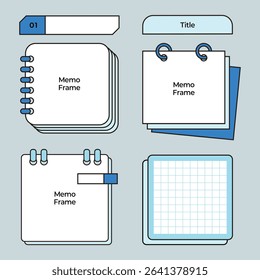 Simple Memo Frame Set, Note Background, Paper, Clip File, Subject, Quote Vector Illustration