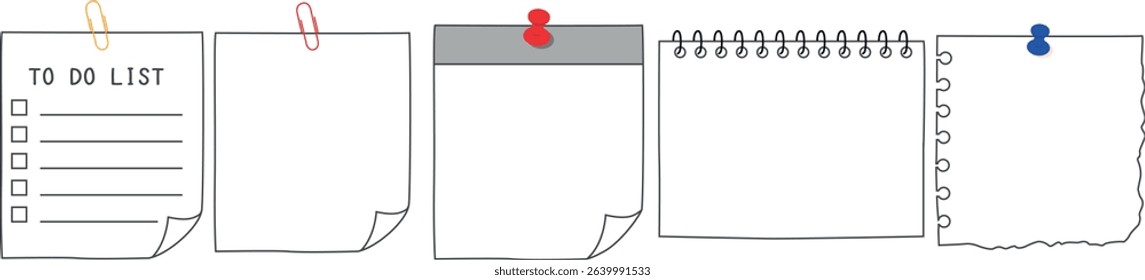 Simple memo pad and notebook vector illustration for notices and announcements